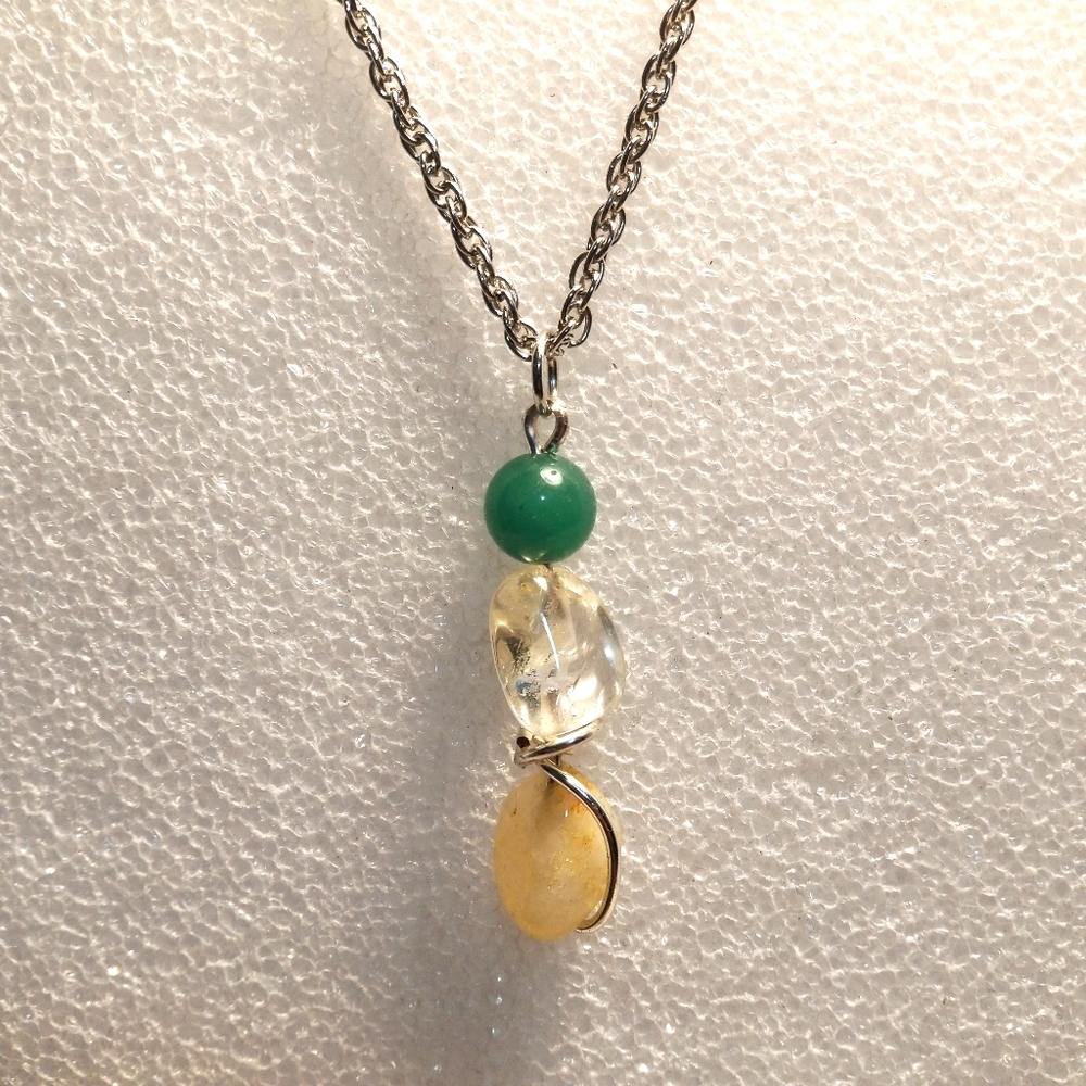 Beautiful Aventurine Citrine Clear Quarts Necklace